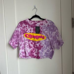 Clueless pink and purple tie dye crop top